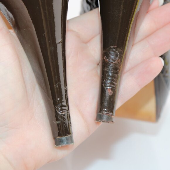 Via Spiga Women Pump Size 8.5  Brown Croc Cone Heel Platform Peep Toe Dress Shoe - Picture 8 of 12